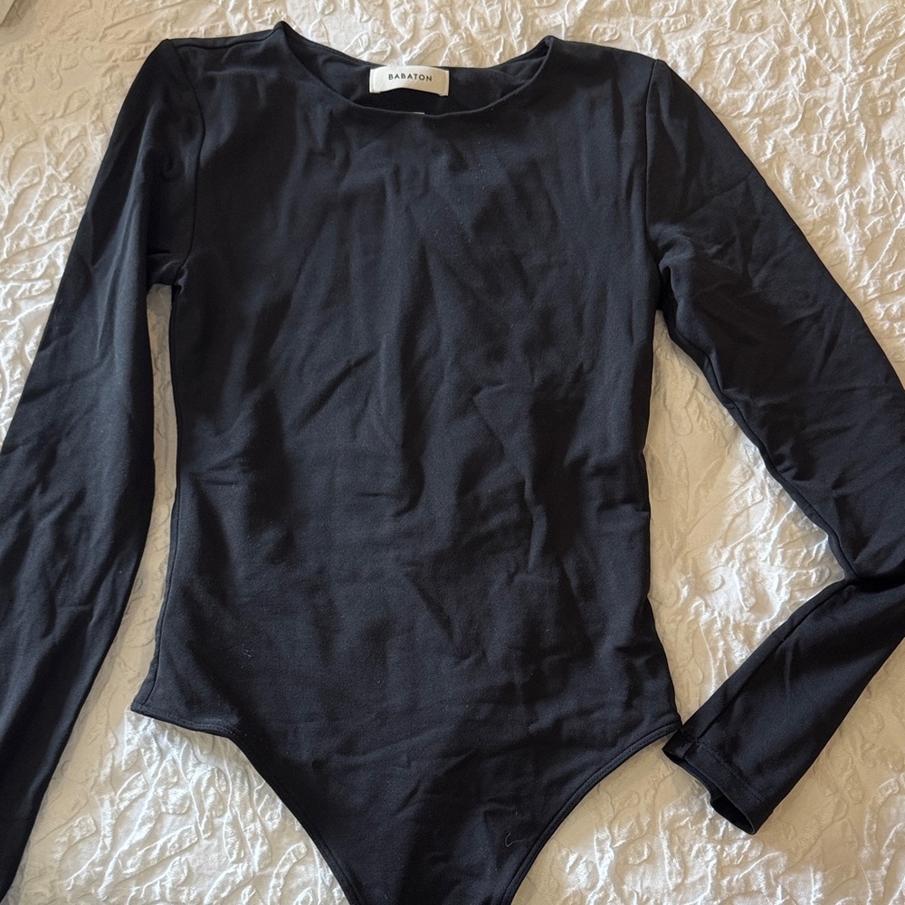 Babaton Jet Black Long Sleeve Bodysuit